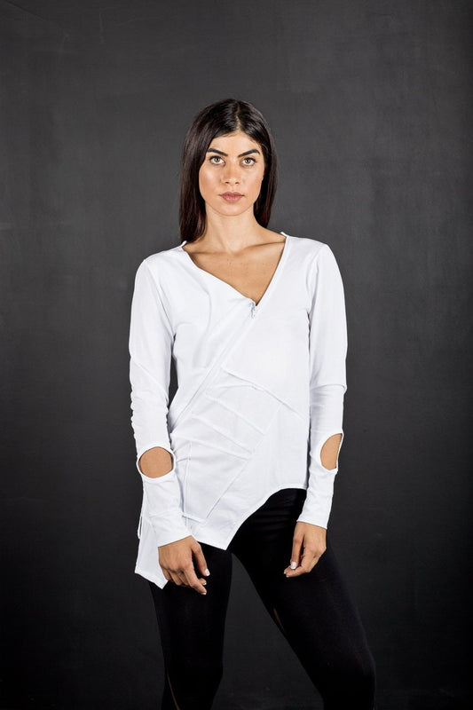 Asymmetric Women's Zip Blouse