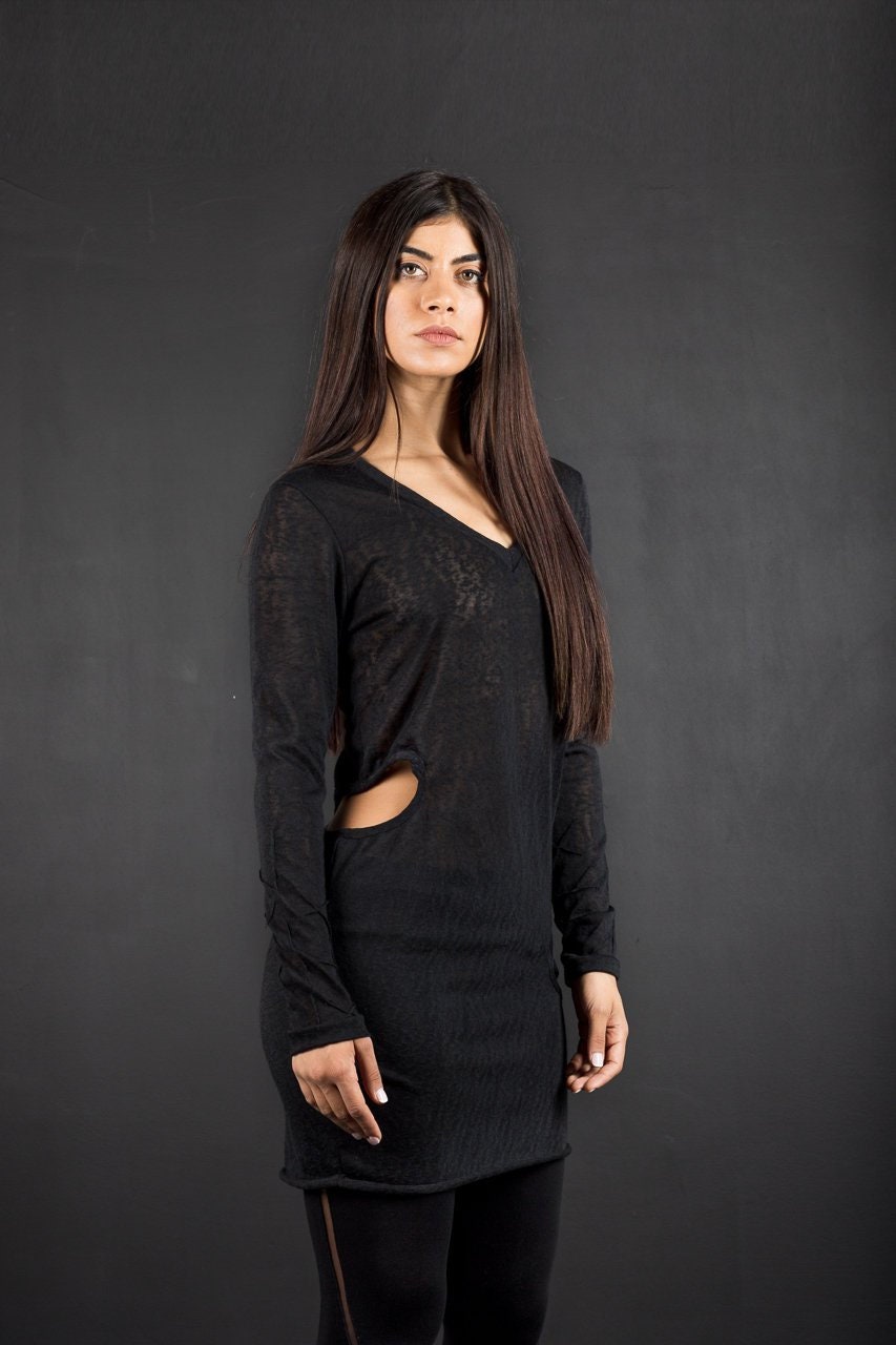 Edgy Long Sleeve Top With Side Splits