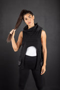 Asymmetric Cyber Vest with High Collar and Pockets