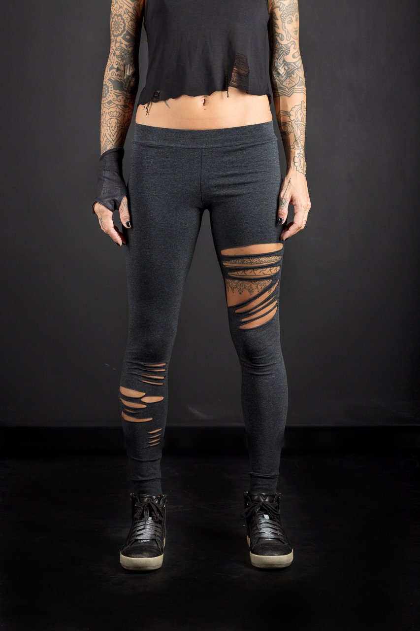 Women's Ripped Cotton Lycra Leggings