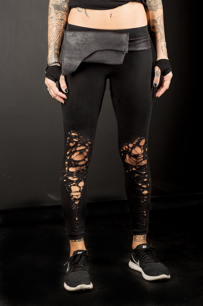 Basic Shredded Leggings / Distressed Futuristic Women's Leggings