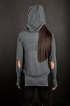 Futuristic Cotton Zip Hoodie / Cyberpunk Asymmetric Sweatshirt With Thumb Holes / Post Apocalyptic Fashion