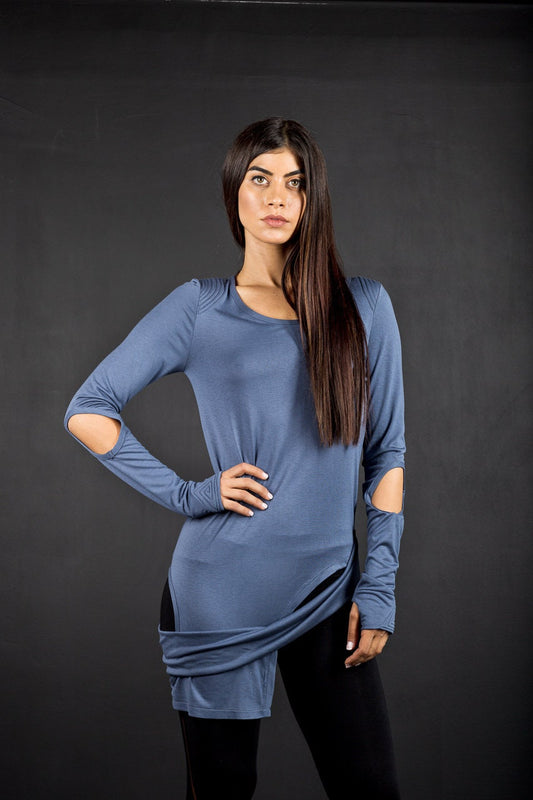 Split Sleeve Asymmetric Cotton Top