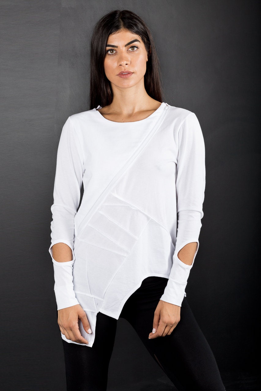 Asymmetric Women's Zip Blouse
