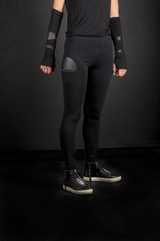 Leather And Zip Leggings