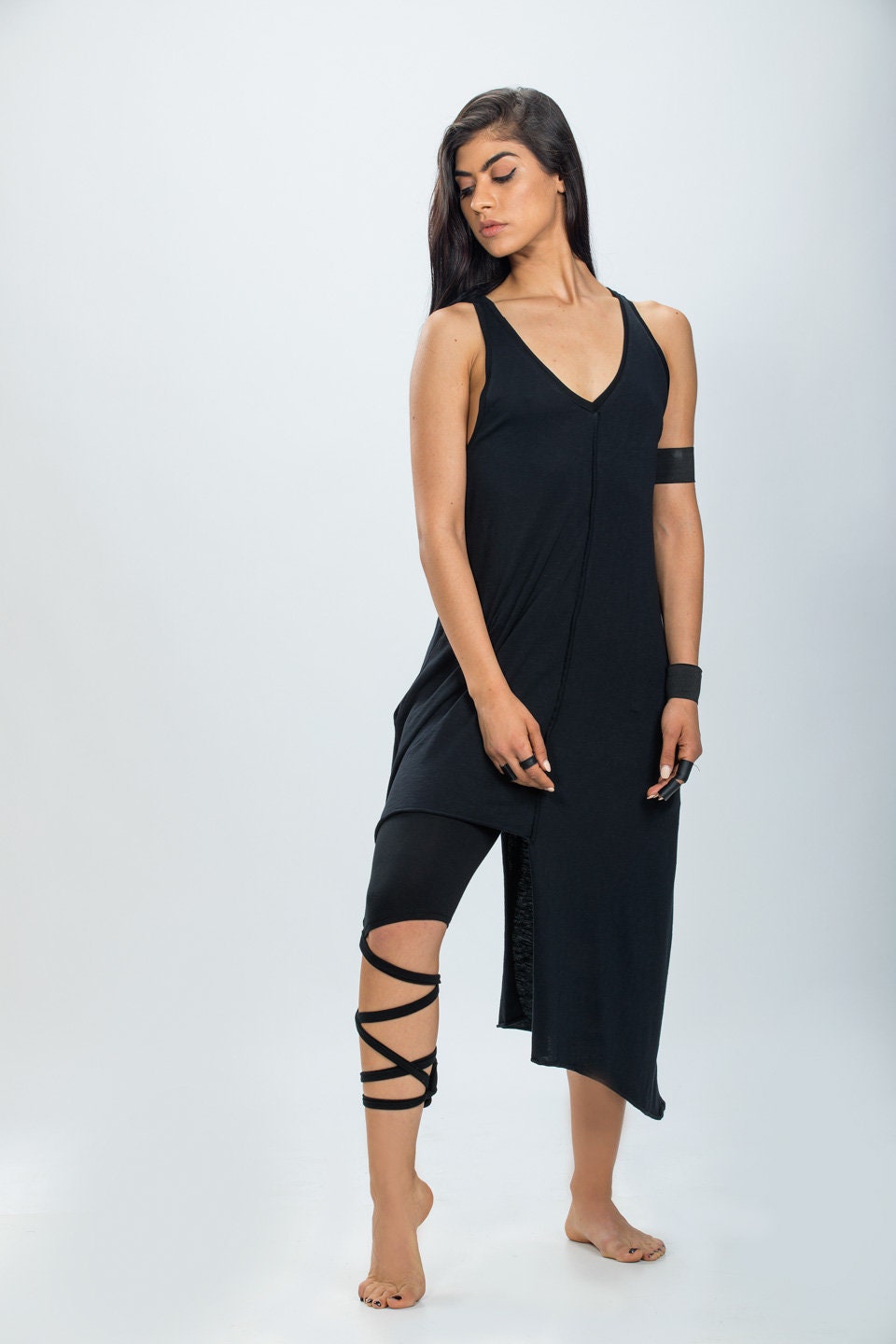 Asymmetric Backless Tank Dress