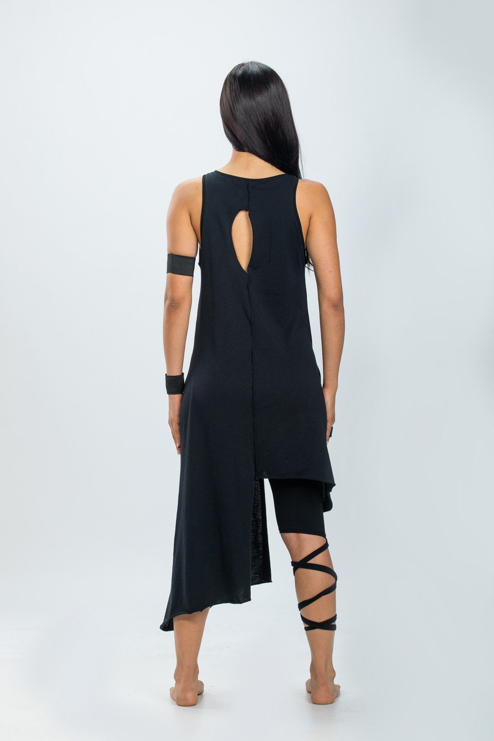 Asymmetric Backless Tank Dress