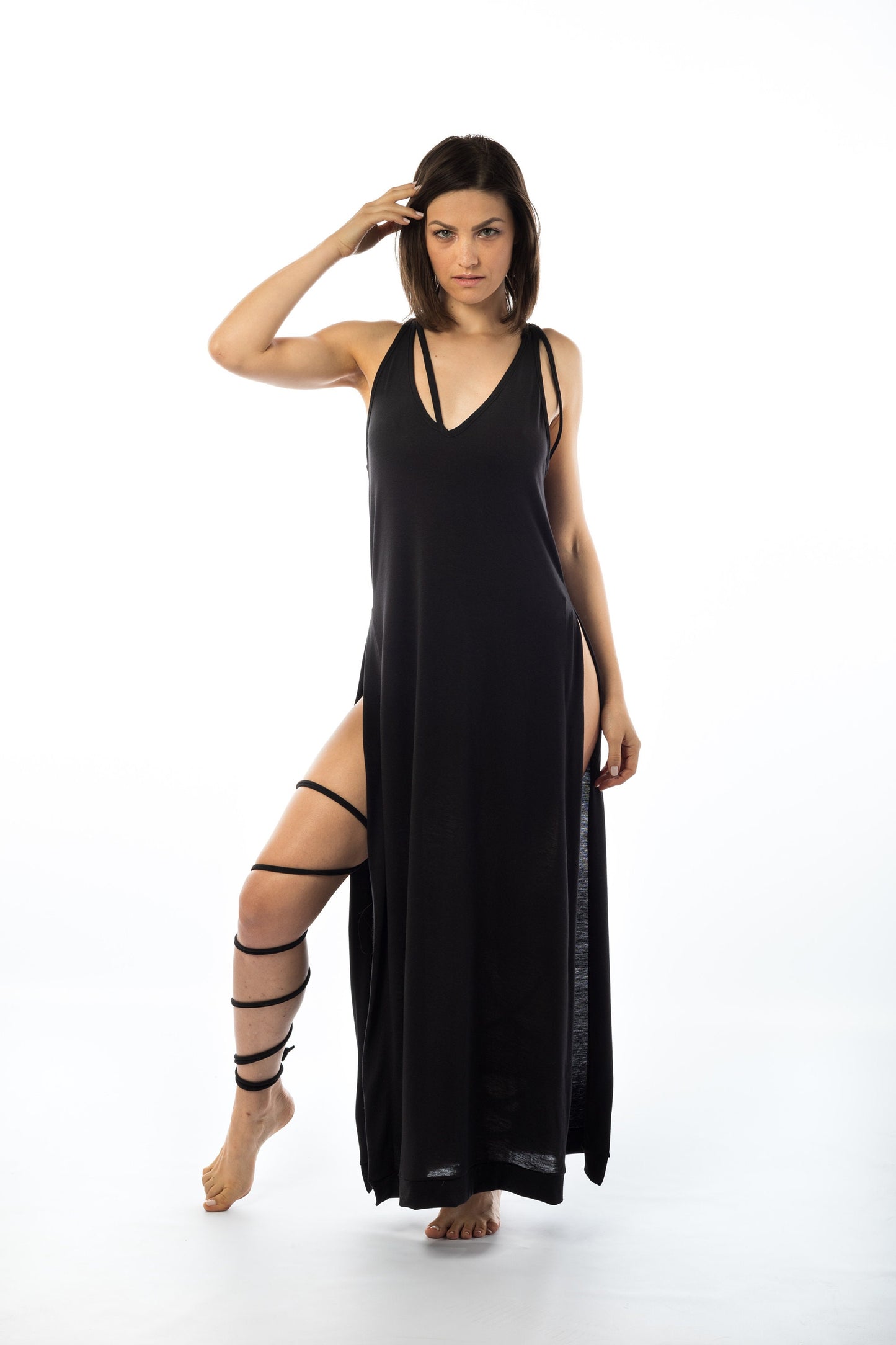 V-Neck Side Split Tunic Top