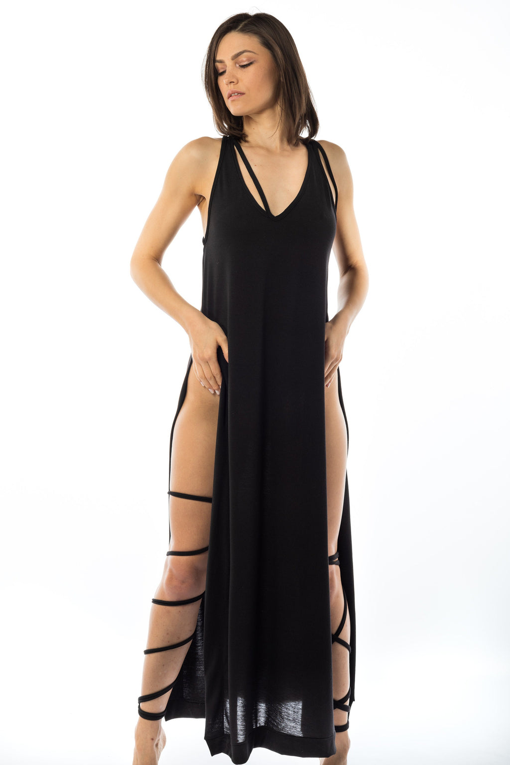 V-Neck Side Split Tunic Top