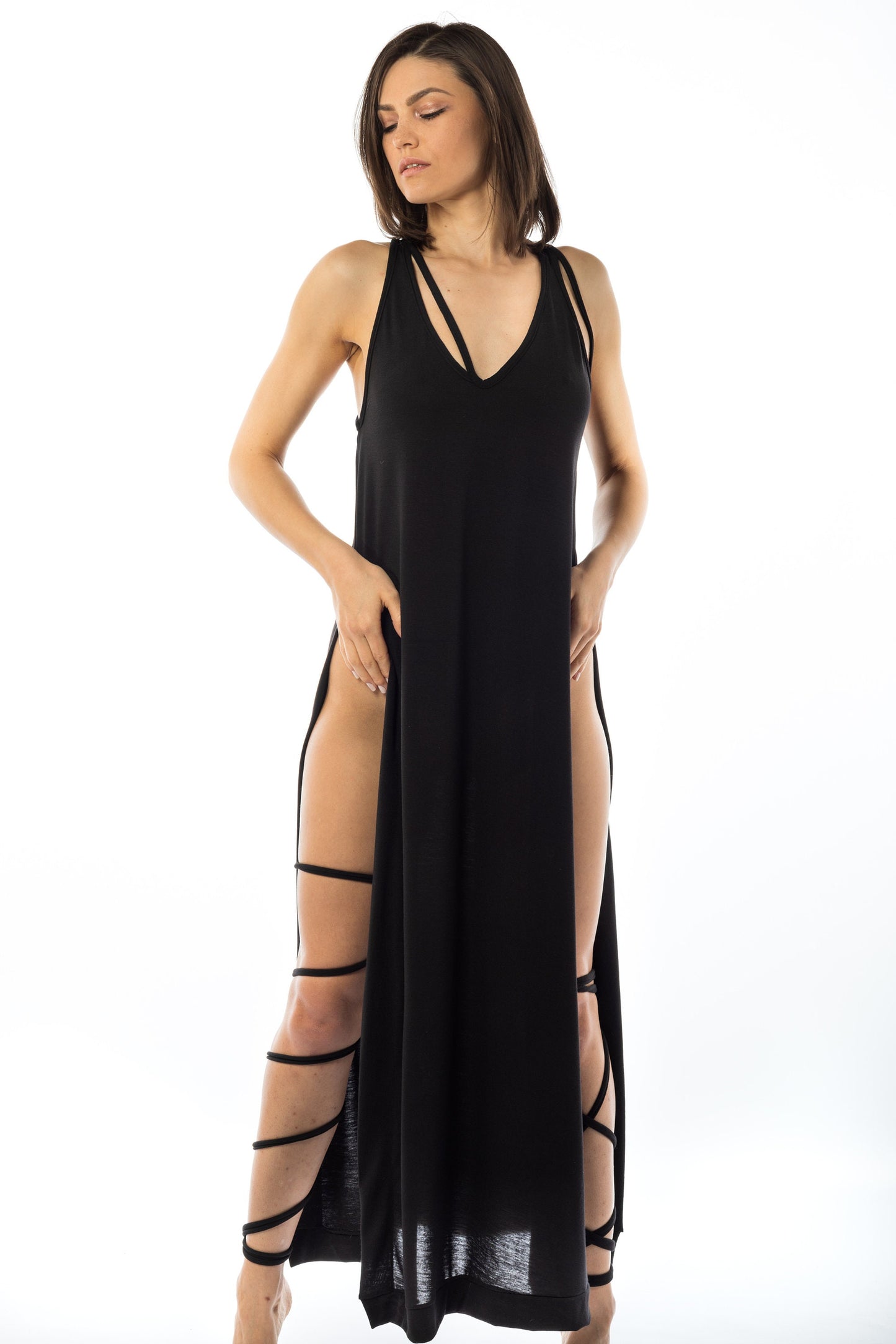 V-Neck Side Split Tunic Top