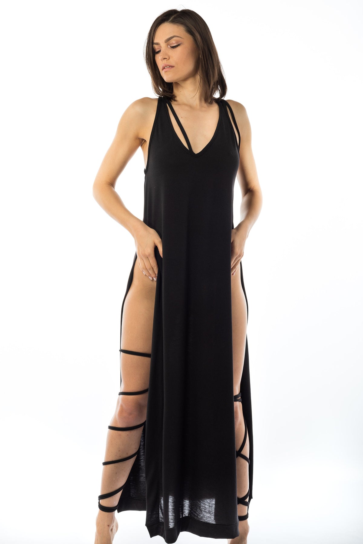 V-Neck Side Split Tunic Top