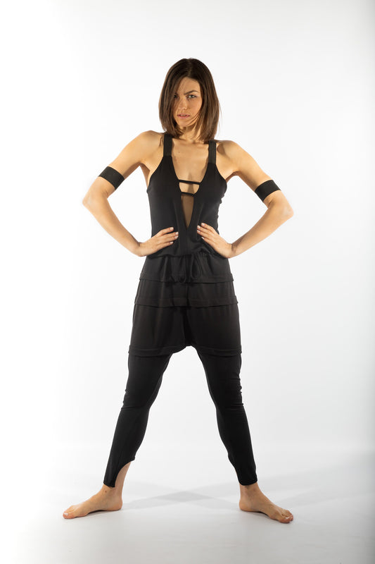 Urban Baggy Backless Jumpsuit Sleeveless Deep V-neck