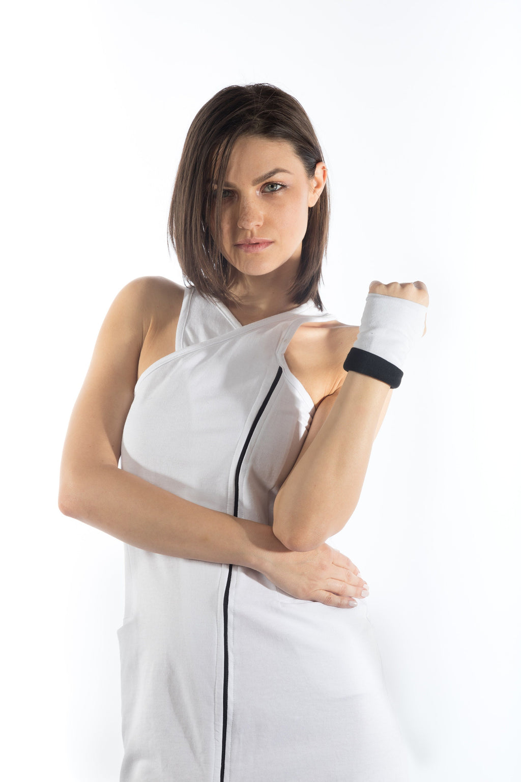 Sleeveless Front Zipper Asymmetric Dress