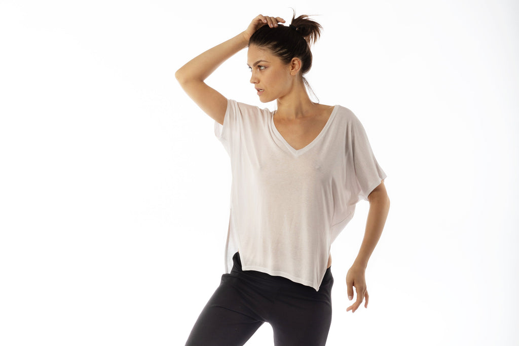 Women's V Neck Loose Dolman Sleeves Tee