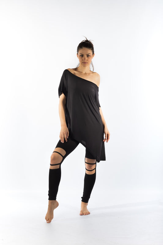 Asymmetric Loose Top With Short Sleeves