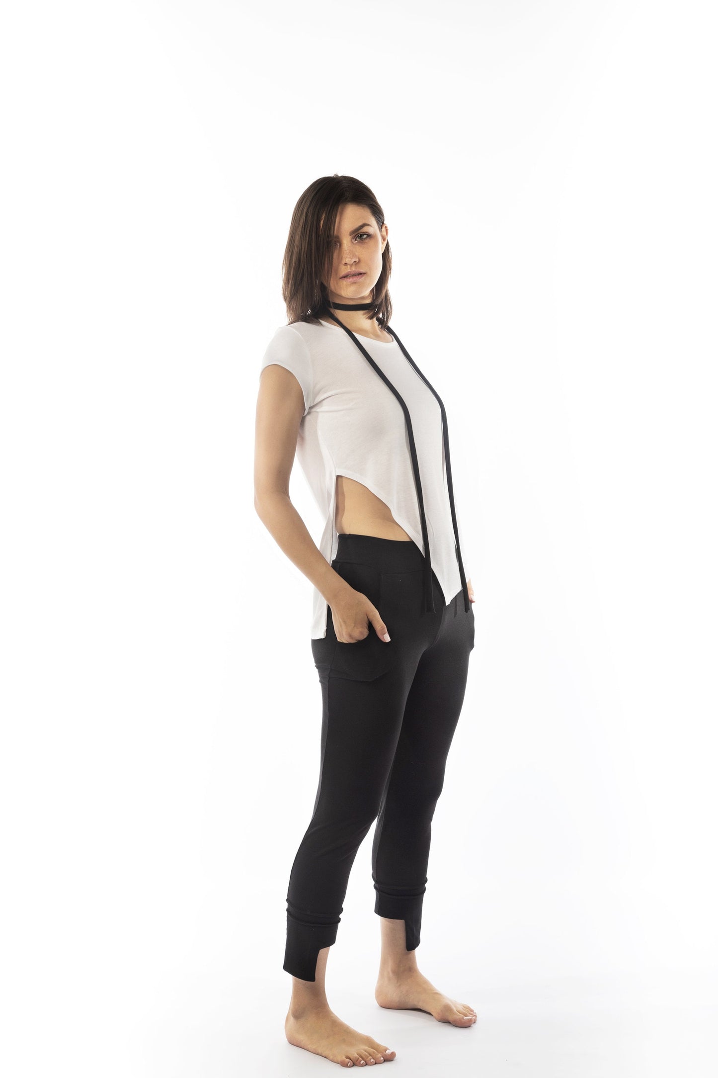 Asymmetric Skinny Pants With Pockets