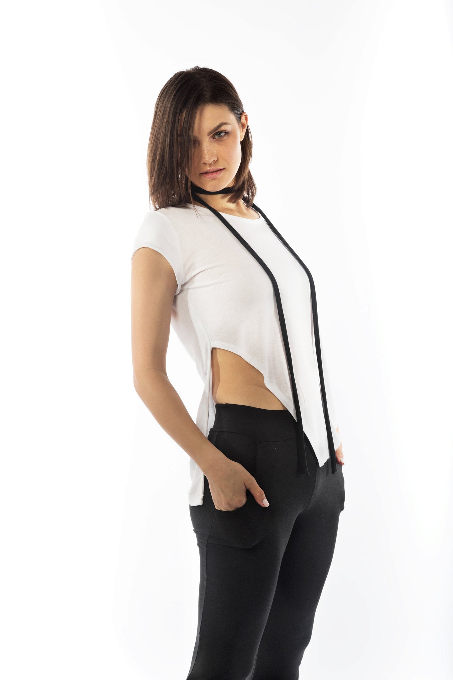 Asymmetric Skinny Pants With Pockets