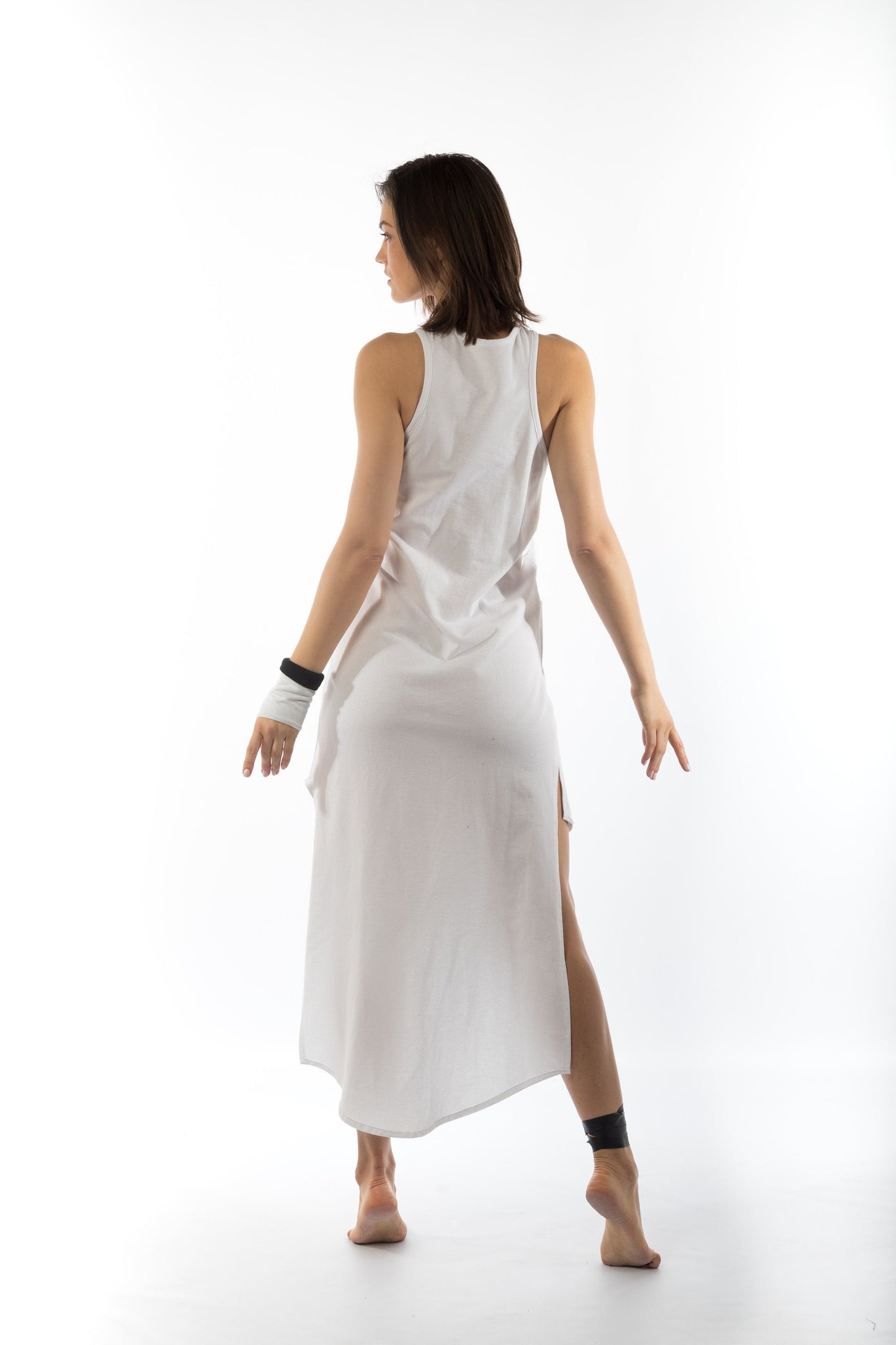 Sleeveless Front Zipper Asymmetric Dress