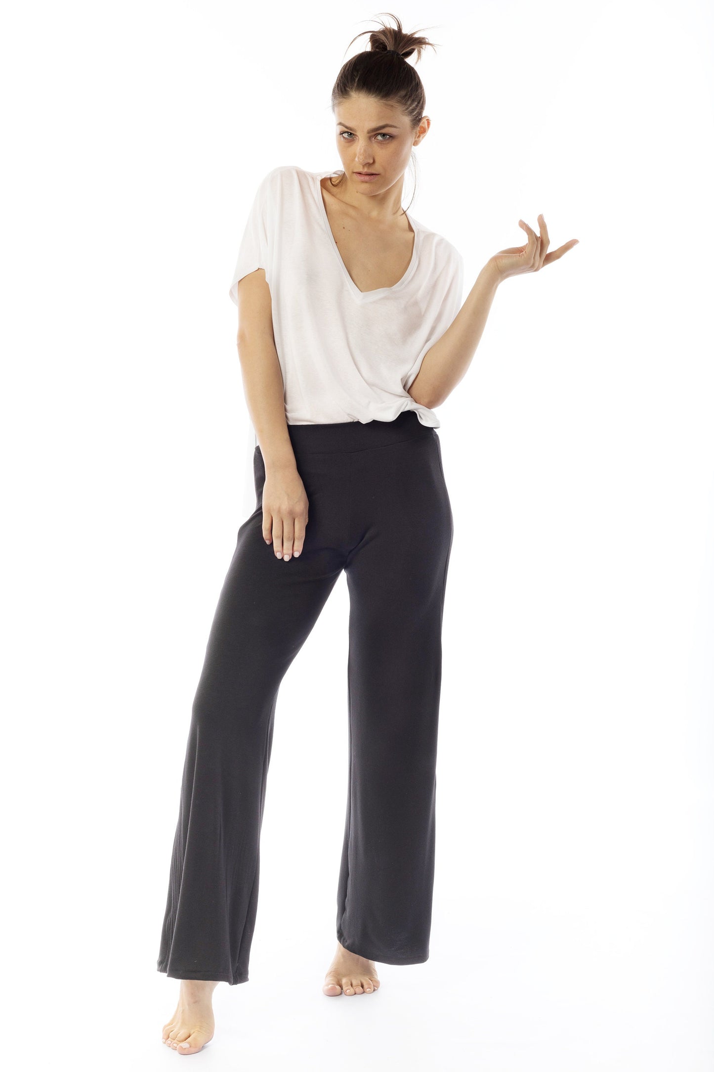 Women's V Neck Loose Dolman Sleeves Tee