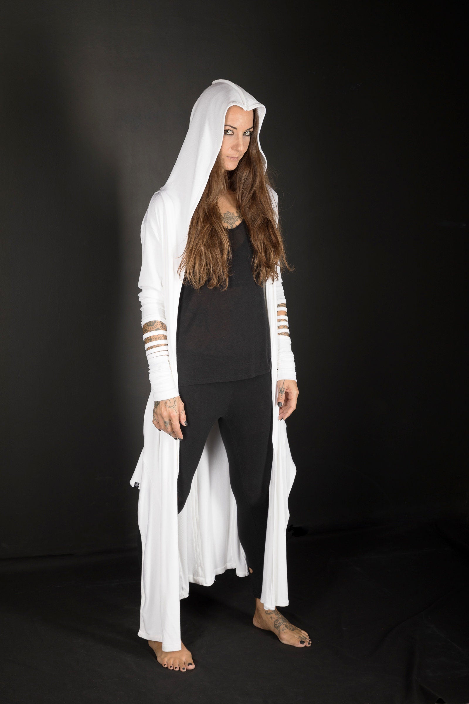 Women's Hooded Asymmetric Cardigan / Cyberpunk Fashion / Edgy Street Wear / Avant Garde Clothing