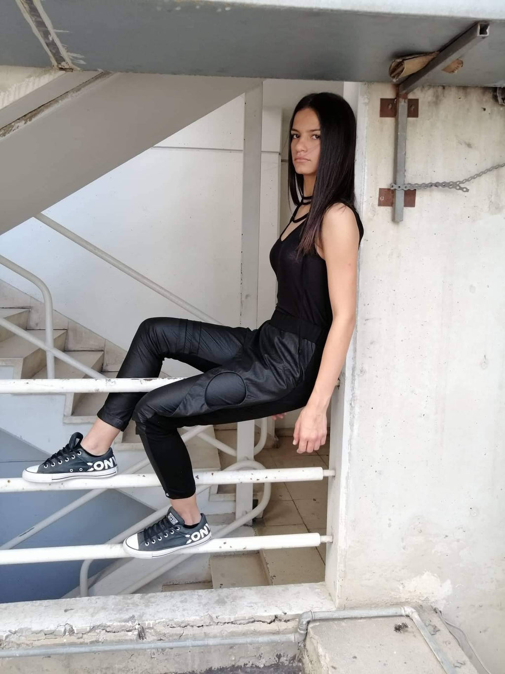 Urban Faux Leather Hem Relaxed Pants