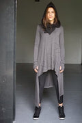 Biker Style Stitched Asymmetric Long Top