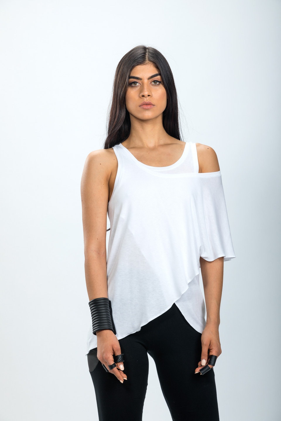 Faux Leather Black Bikers Bracelets