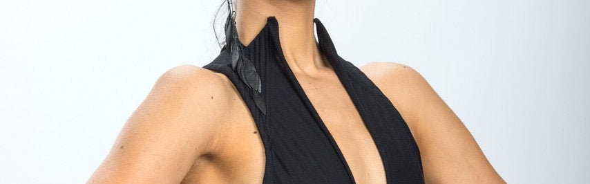 Black Side Split Deep V Maxi Dress