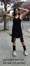 Asymmetric Cotton Women's Dress / Cyberpunk V-Neck Dress / Post Apocalyptic Casual Dress