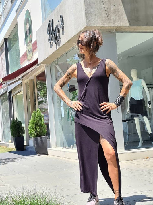 V-Neck Asymmetric Wrap Dress