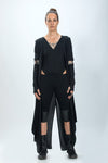 New Extra Long Asymmetric Cardigan / Black Draped Cotton Jacket / Casual Loose Long Sleeves Cardigan / Post Apocalyptic Clothing / Cyberpunk Fashion