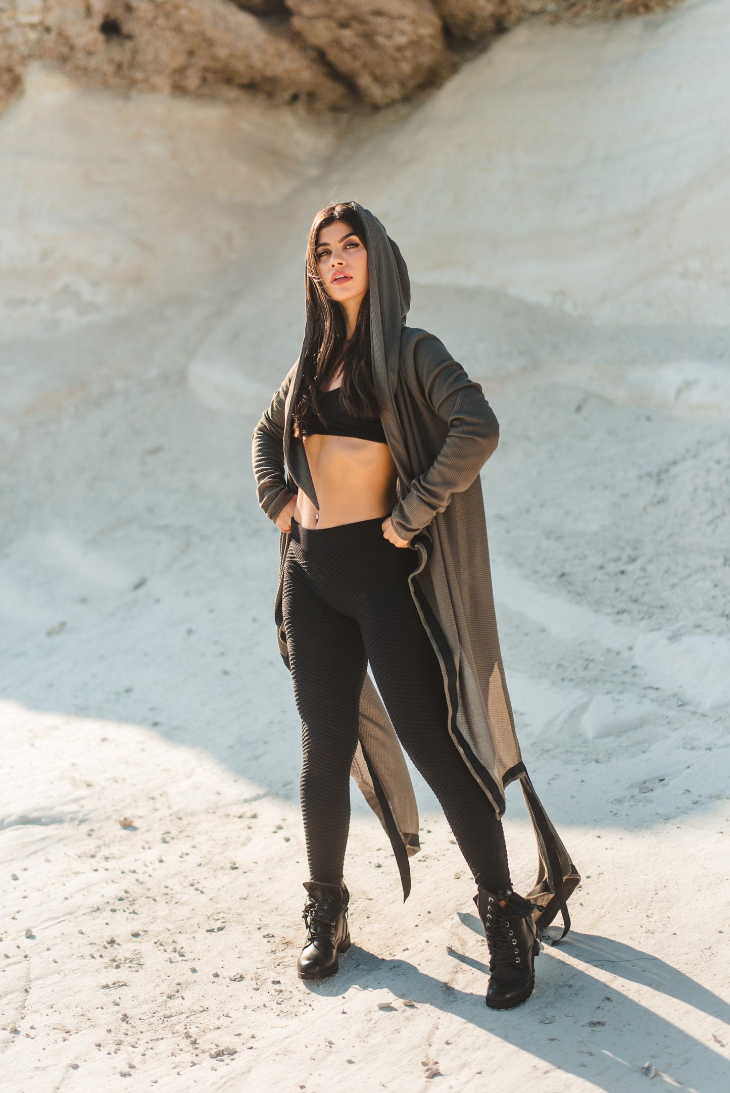 Post Apocalyptic Hooded Asymmetric Cardigan