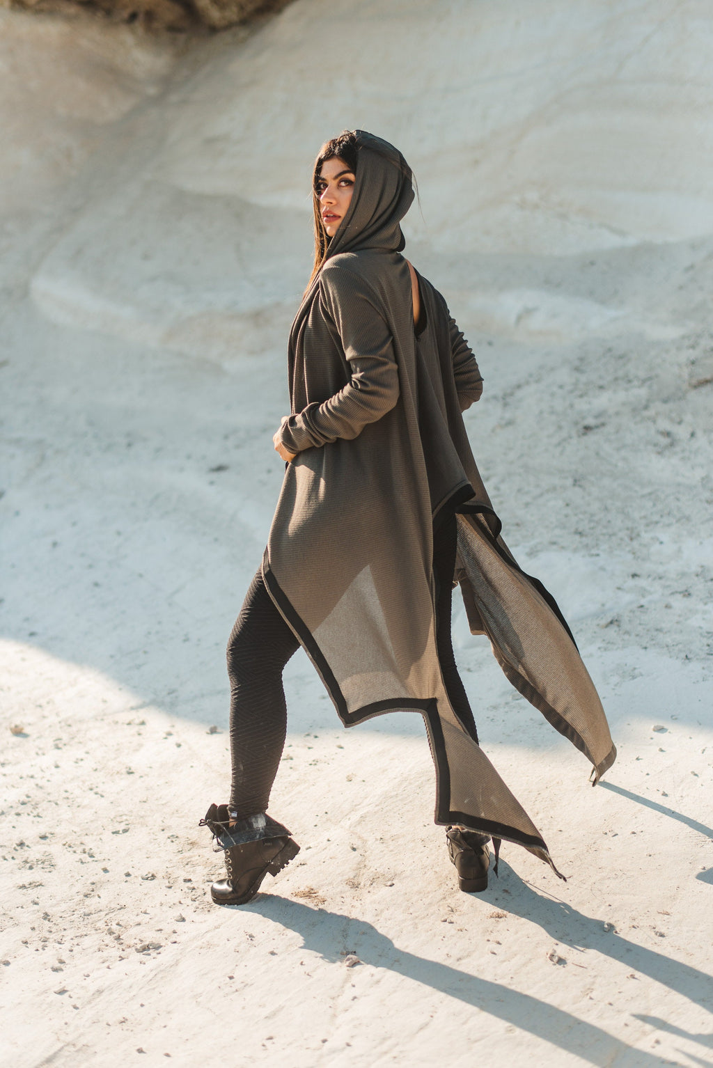 Post Apocalyptic Hooded Asymmetric Cardigan