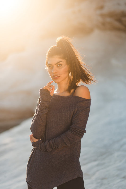 Women's Oversized Off The Shoulder Cotton Polyester Top