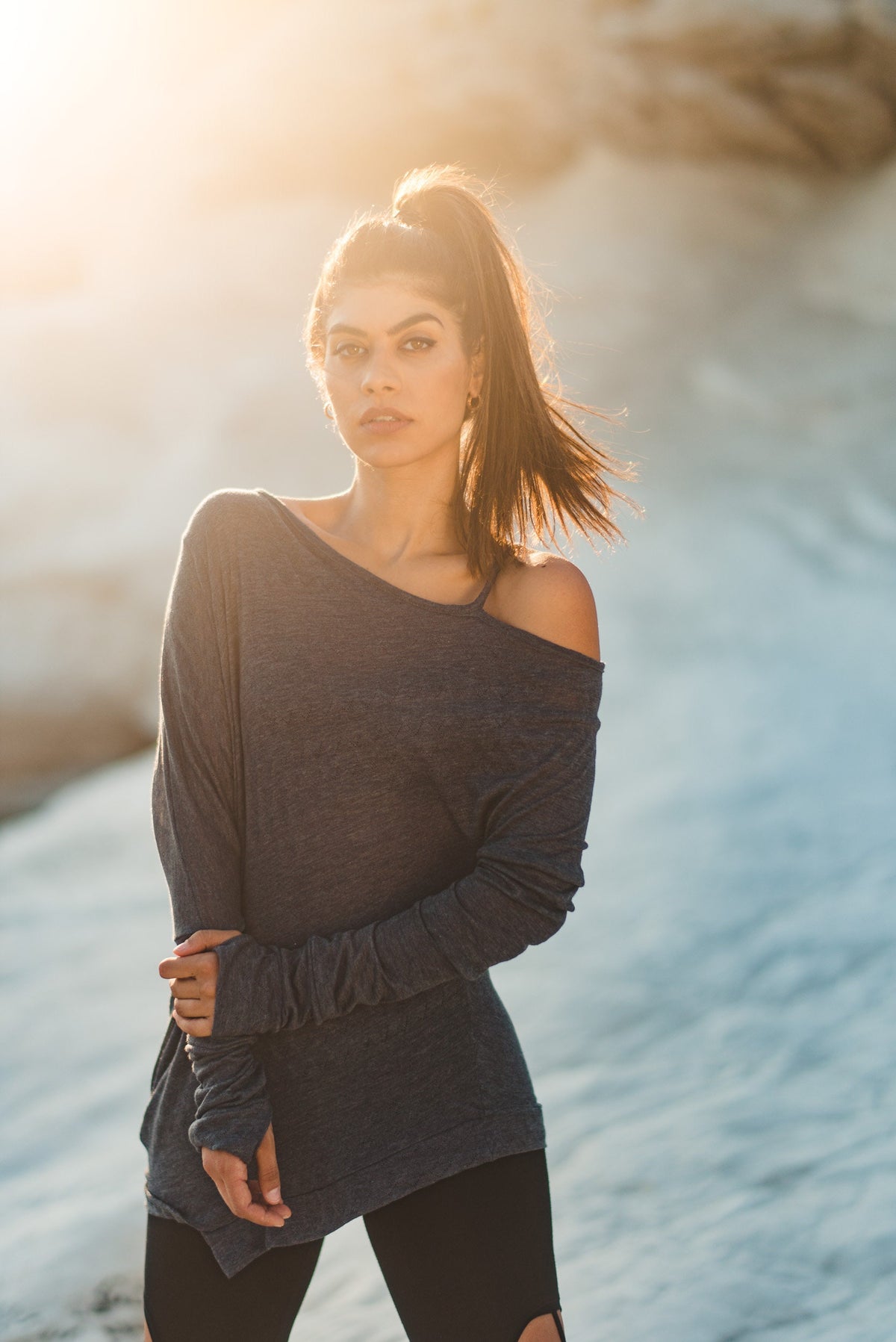 Women's Oversized Off The Shoulder Cotton Polyester Top