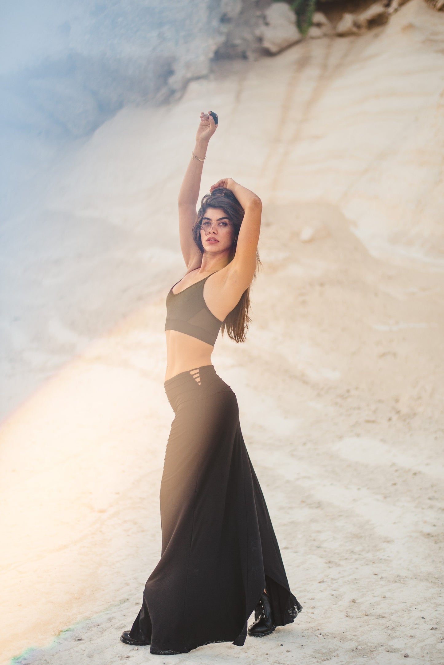 Asymmetric Hemline Long Skirt