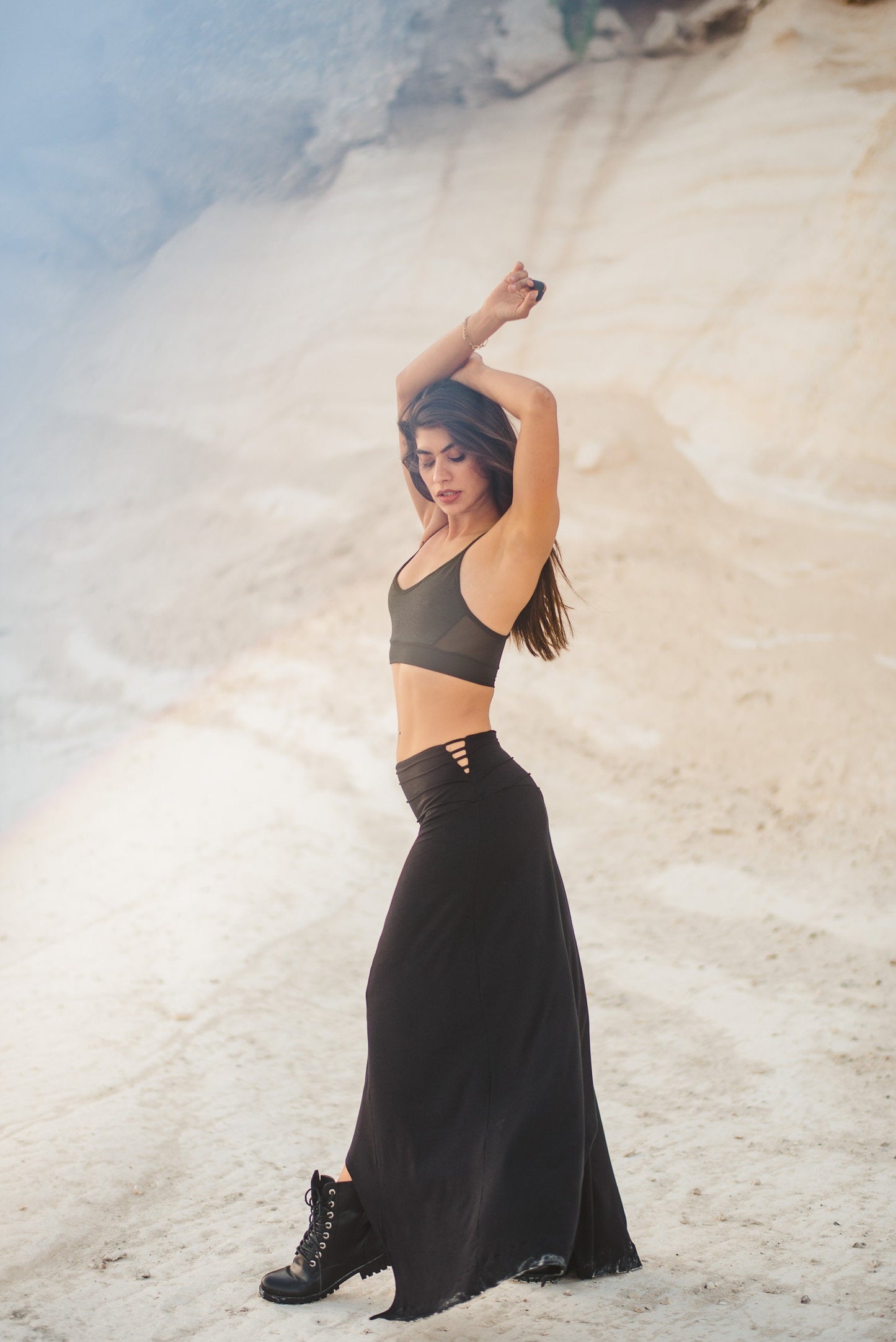 Asymmetric Hemline Long Skirt