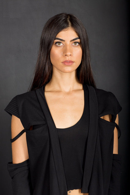 Black Futuristic Asymmetric Jacket