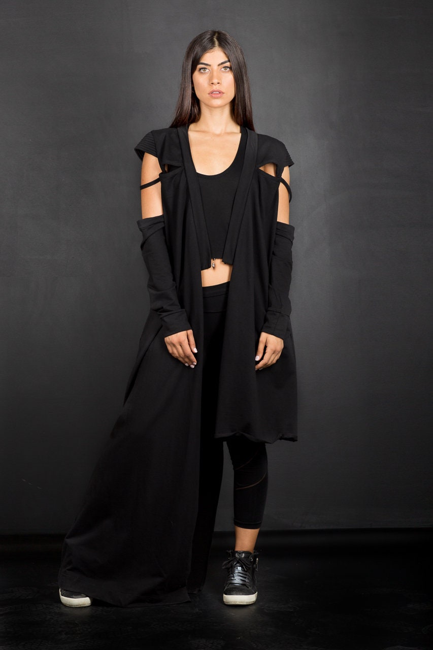 Black Futuristic Asymmetric Jacket