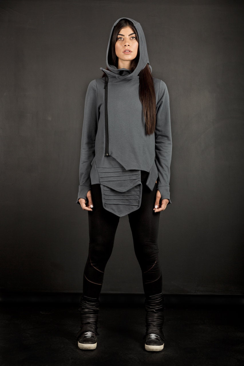 Futuristic Cotton Zip Hoodie