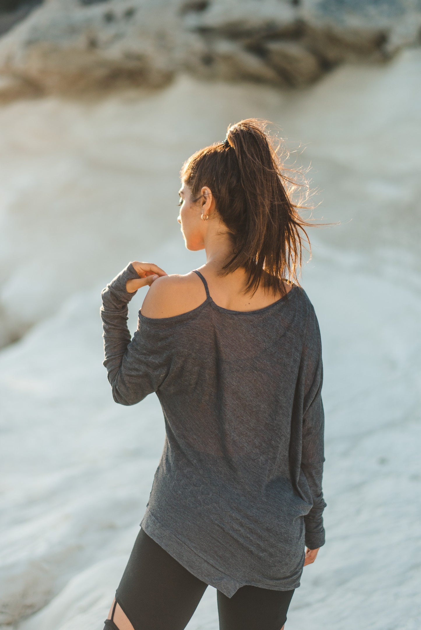 Women's Oversized Off The Shoulder Cotton Polyester Top