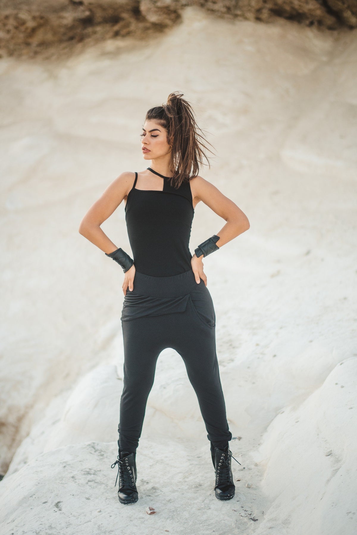 Drop Crotch Trousers With Skirt