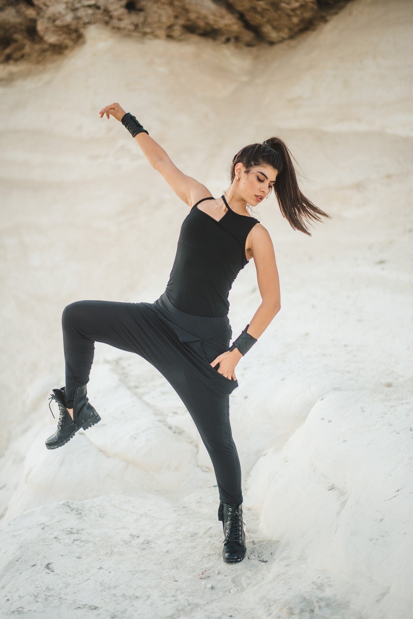 Drop Crotch Trousers With Skirt