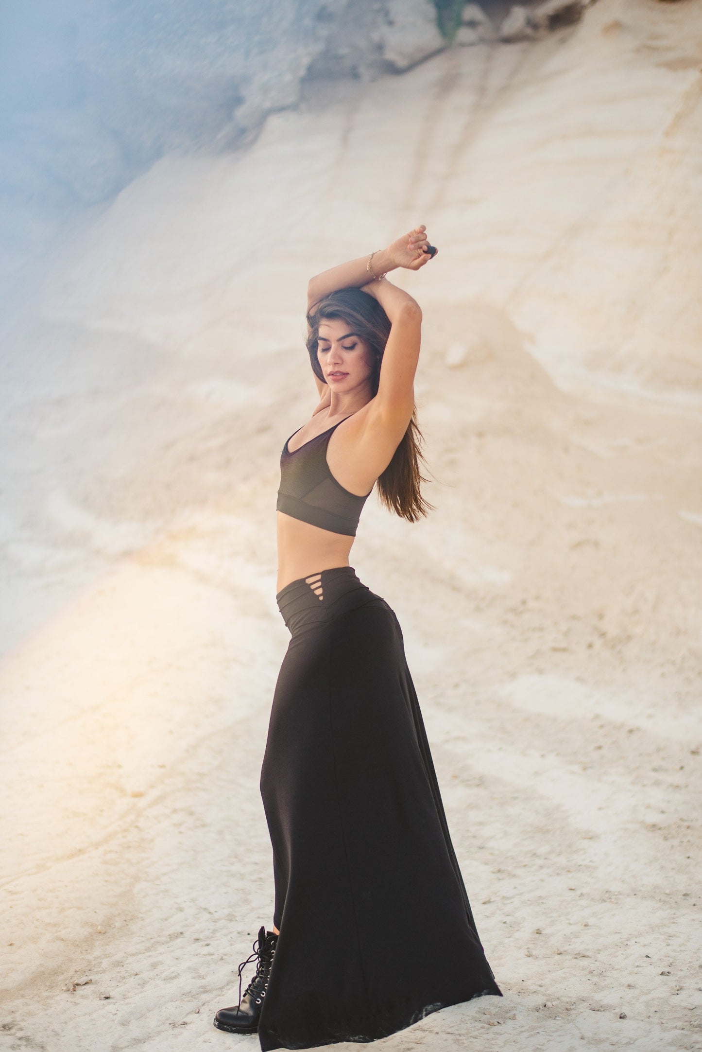 Asymmetric Hemline Long Skirt