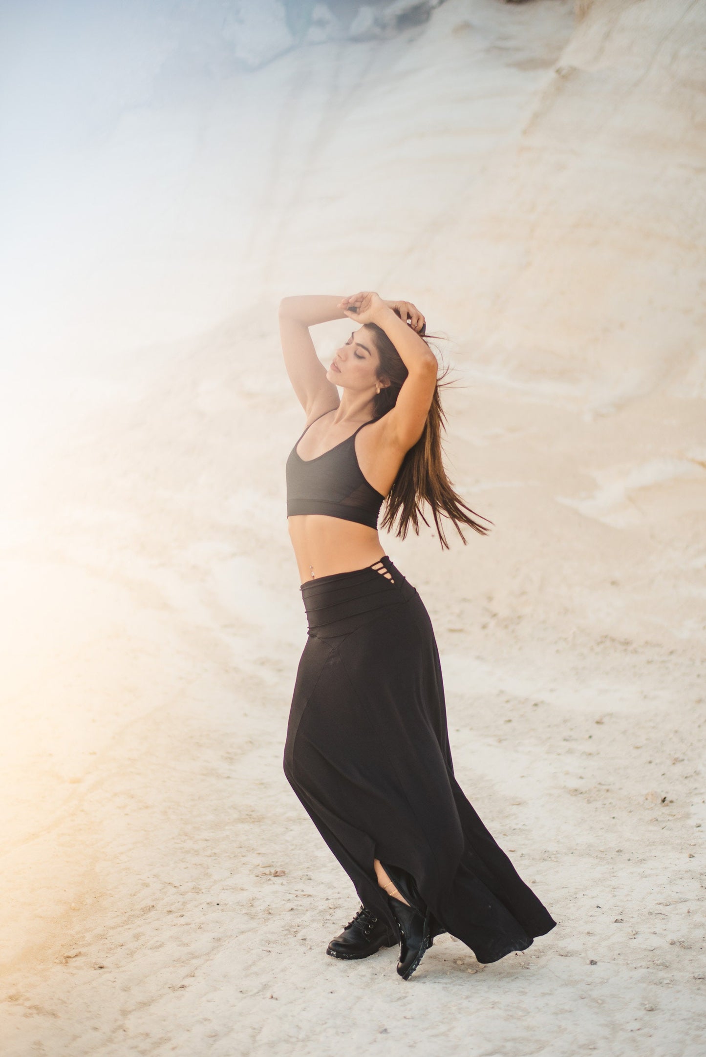 Asymmetric Hemline Long Skirt