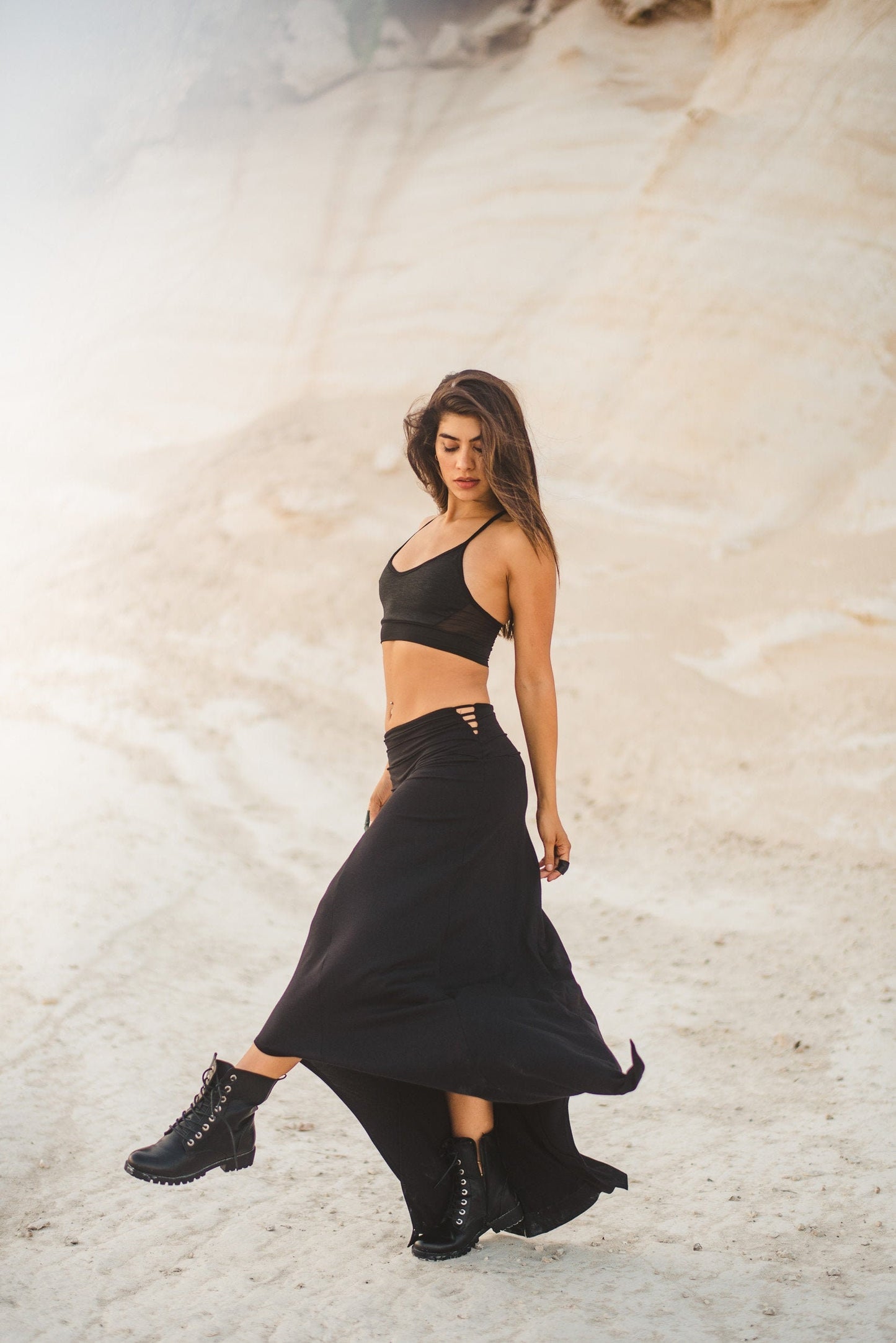 Asymmetric Hemline Long Skirt