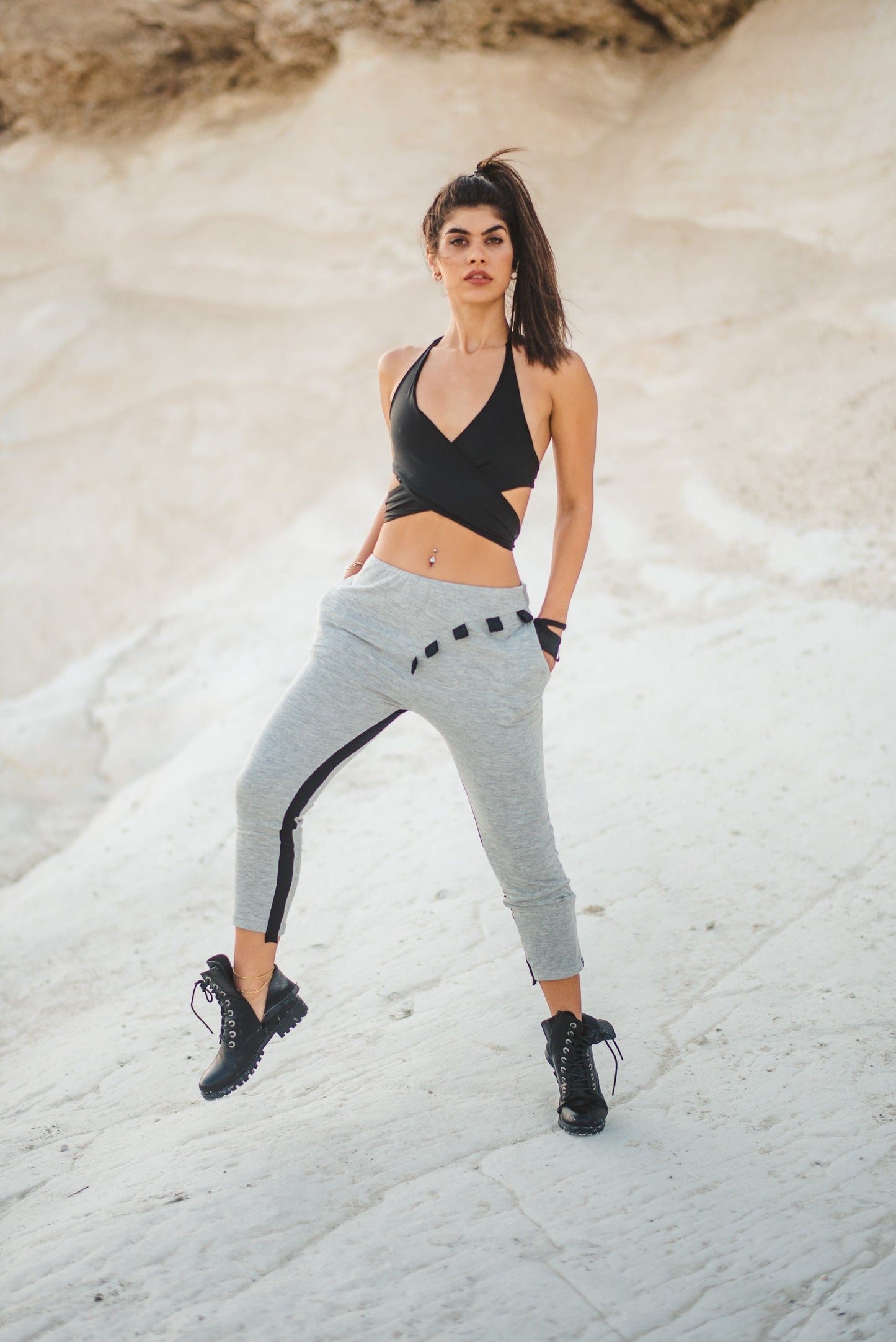 Women's V-Neck Wrap Crop Top