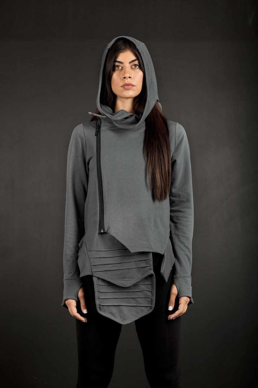 Futuristic Cotton Zip Hoodie