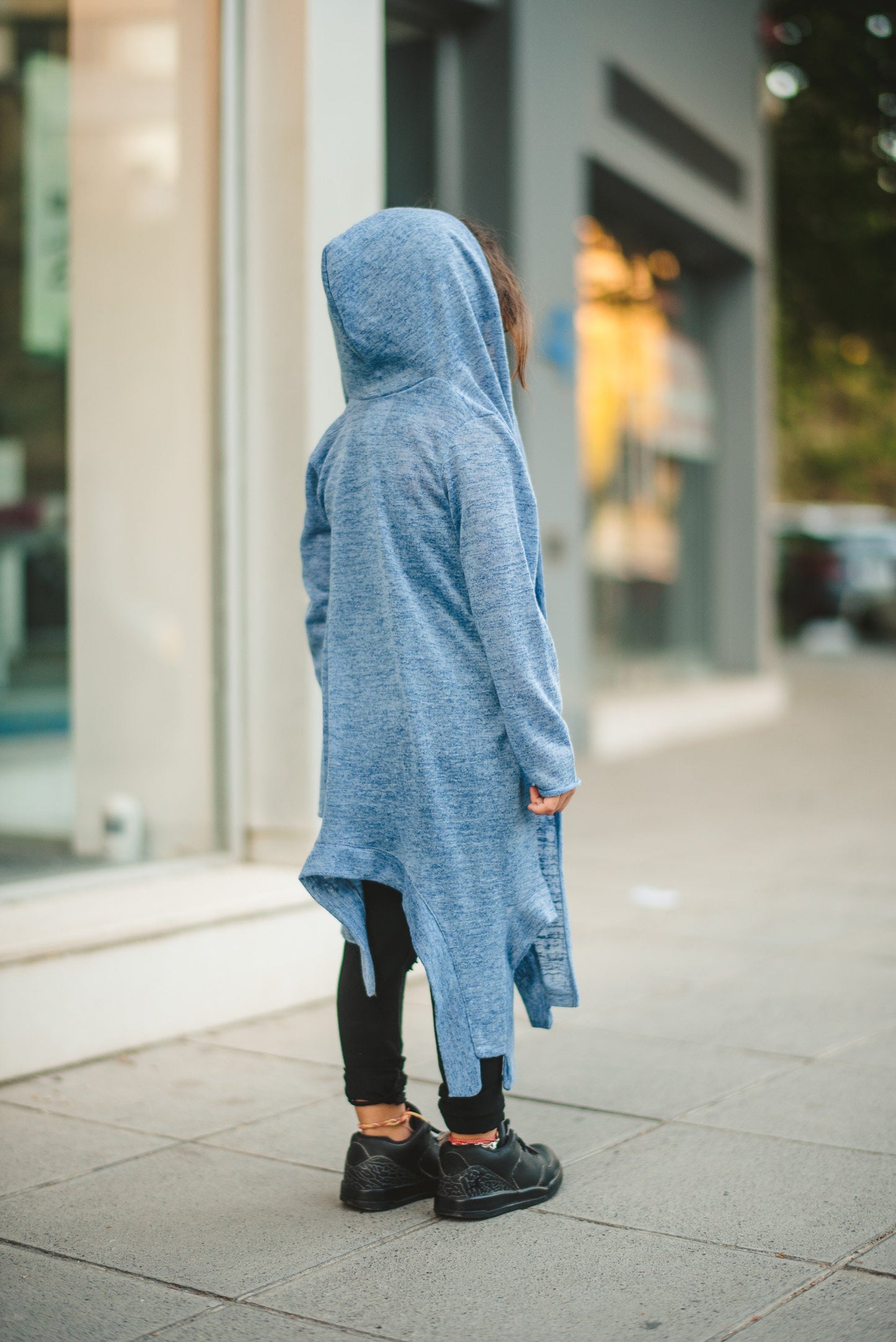 Girls Asymmetric Hooded Cardigan