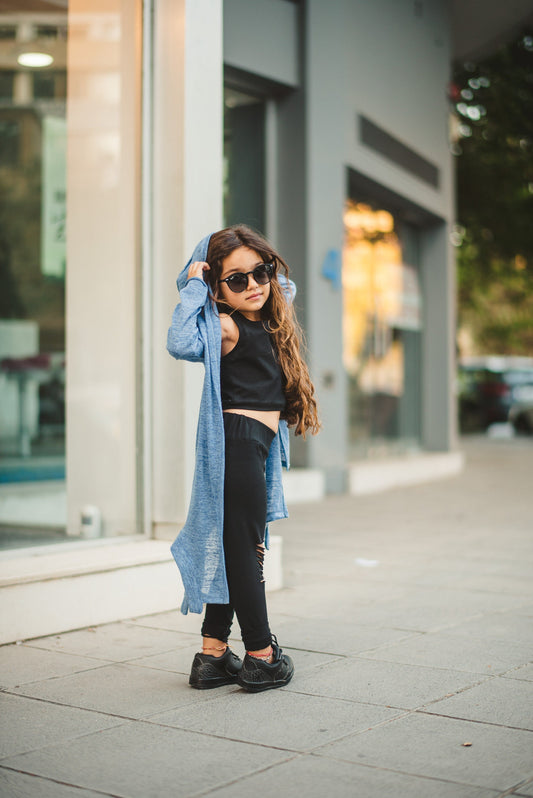 Girls Asymmetric Hooded Cardigan